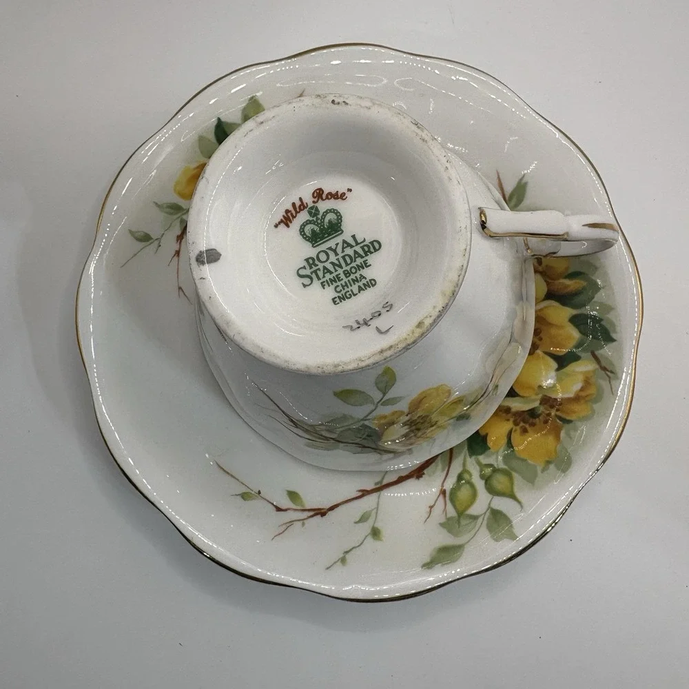 Vintage Royal Standard Wild Rose Fine Bone China Tea Cup And Saucer